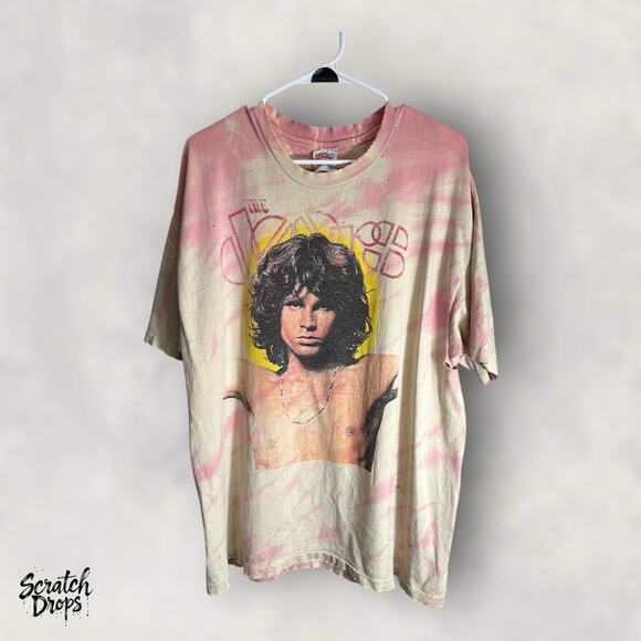 VTG 90s The Doors Jim Morrison Tie Dye T-Shirt XL Hanes Heavyweight USA - Picture 2 of 12